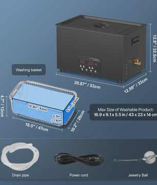 30L Digitale Ultrasone Reiniger met Ontgassing en Zachte Modus - Sieraden & Glas