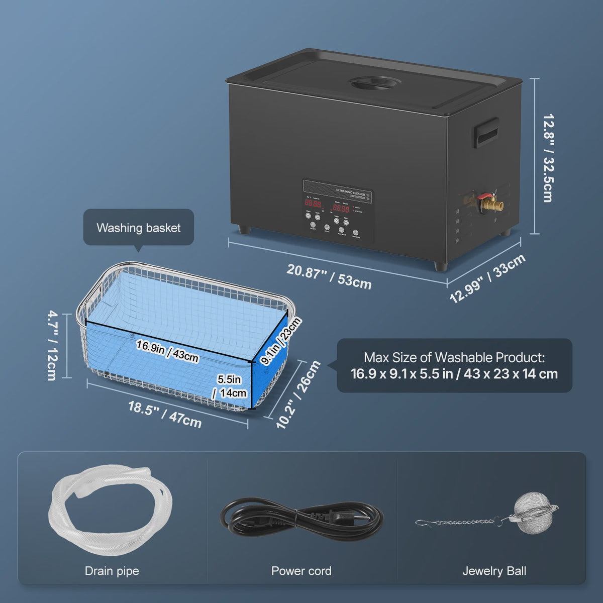 30L Digitale Ultrasone Reiniger met Ontgassing en Zachte Modus - Sieraden & Glas