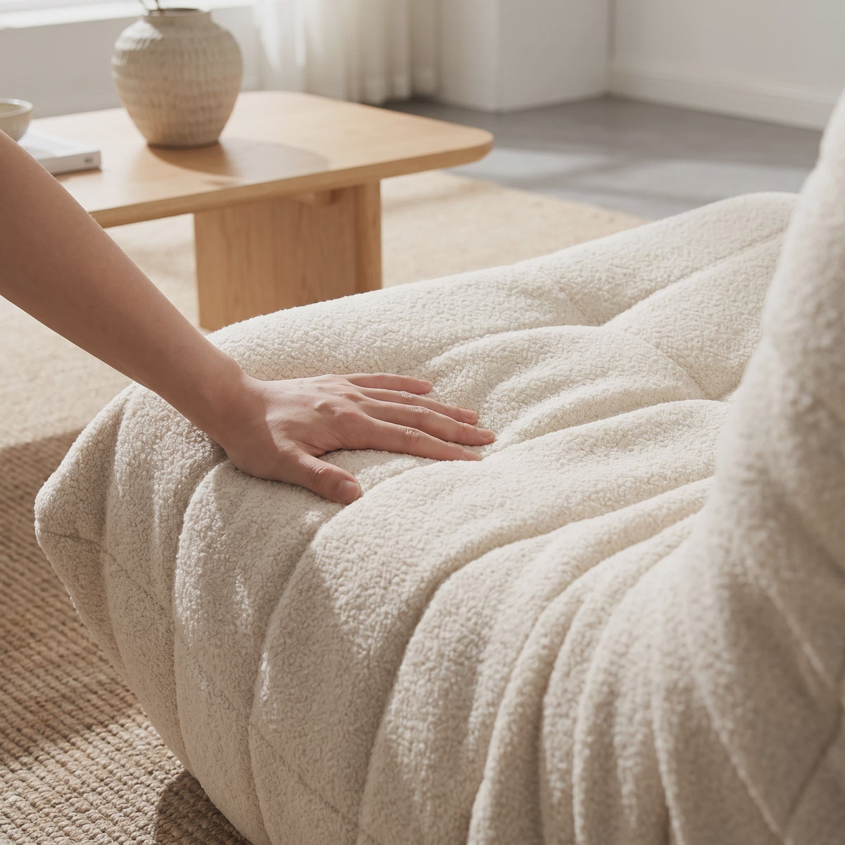 Sherpa Fleece Beanbag Fauteuil - Comfortabele Lounge Stoel voor Woonkamer & Slaapkamer