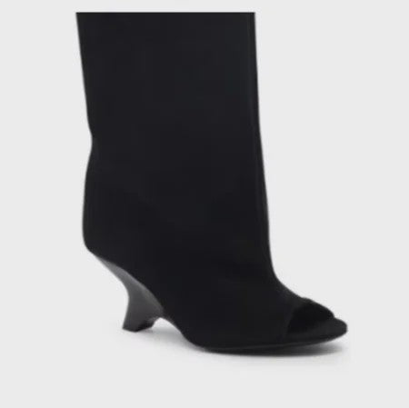 Zomer Peep Toe Laarzen met Hoge Blokhak - Elegante Lange Laarzen voor Dames
