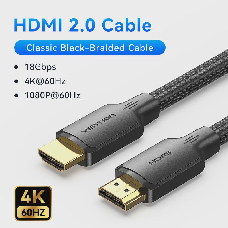 Vention HDMI 2.0 Kabel 4K@60Hz - 18Gbps Hoge Snelheid met Dolby Vision voor Laptop, PS5 & TV