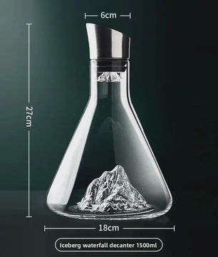 Luxe Kristallen Wijnkaraf 1500ML - Iceberg Design, Handgemaakt, Loodvrij, Wijnschenker & Dispenser