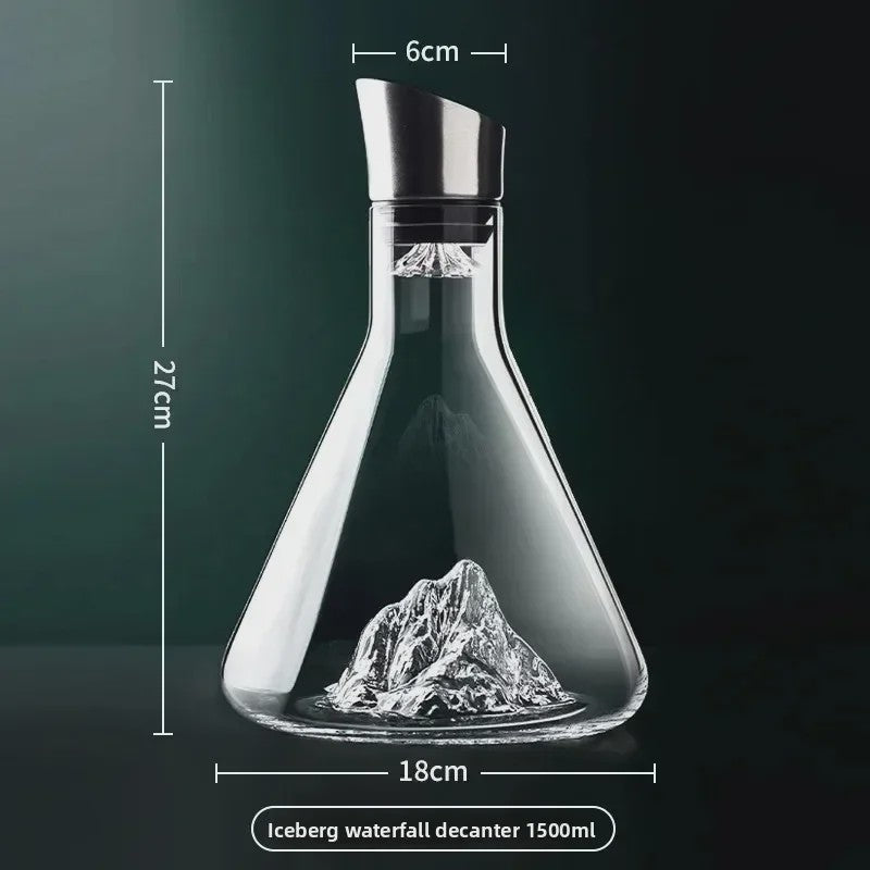 Luxe Kristallen Wijnkaraf 1500ML - Iceberg Design, Handgemaakt, Loodvrij, Wijnschenker & Dispenser