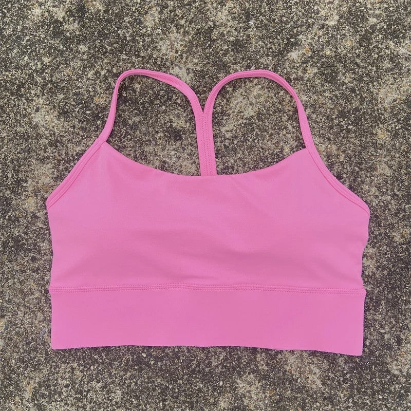 Sportieve Seamless BH Top met Y-Rug en Afneembare Pads - Comfortabel voor Yoga, Fitness & Training