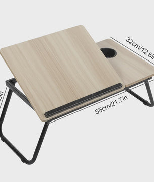 Opklapbare Laptoptafel voor Bed & Bank - In Hoogte Verstelbaar met Bekerhouder