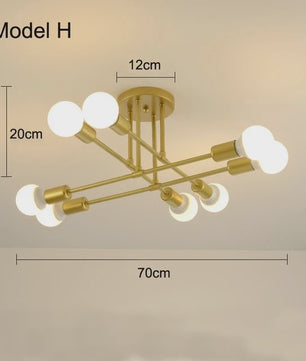 Nordic Stijl Plafondlamp Zwart/Goud - Minimalistische Hanglamp voor Slaapkamer & Woonkamer
