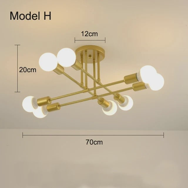 Nordic Stijl Plafondlamp Zwart/Goud - Minimalistische Hanglamp voor Slaapkamer & Woonkamer
