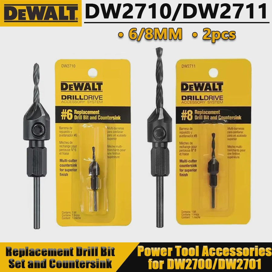 DEWALT DW2710/DW2711/DW2712 Vervangende Boor- en Verzinkset 6/8/10MM