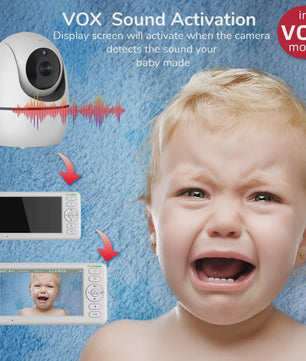 5 Inch Draadloze Babyfoon met PTZ Camera, Temperatuur, Nachtvisie & Tweeweg Audio