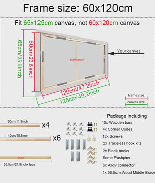 DIY Houten Canvas Frame Kit - Diverse Maten voor Schilderijen & Diamantkunst