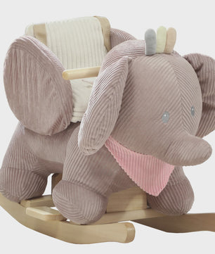 Schattige Olifant Wipstoel met Geluid en Veiligheidsgordel - Houten Basis