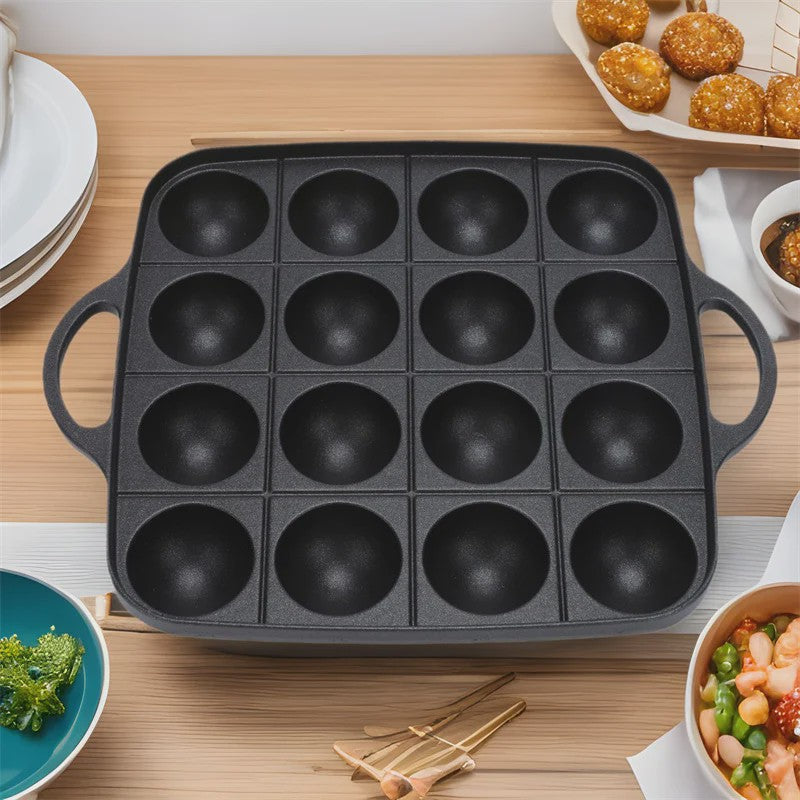 Gietijzeren Takoyaki Pan met 16 Holtes - Non-Stick Octopus Bal Maker