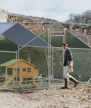 Ruime Gevogeltekooi 3x4x1.95m - Verzinkt Staal, Waterdicht Dak