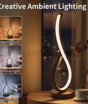 Moderne LED Tafellamp Spiraal - Dimbare Nachtlamp met Kleurtemperatuur & Helderheidsregeling