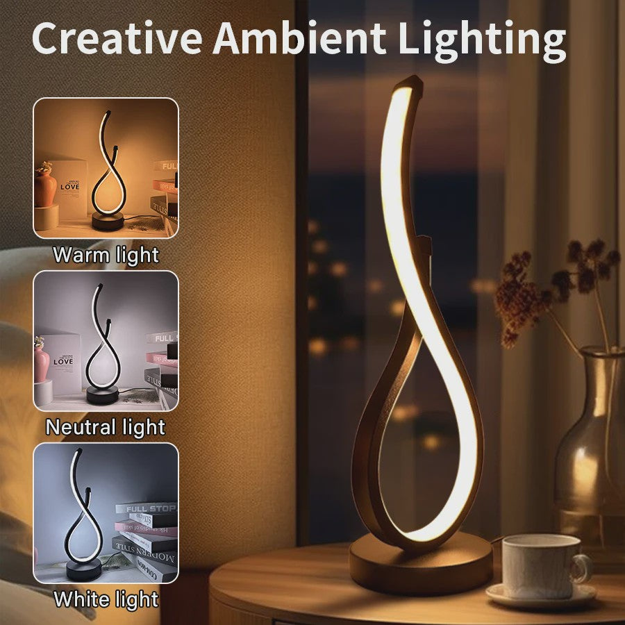 Moderne LED Tafellamp Spiraal - Dimbare Nachtlamp met Kleurtemperatuur & Helderheidsregeling