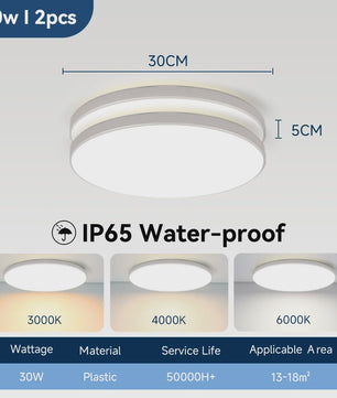 Waterdichte LED Plafondlamp Rond - 18W/30W/40W - IP44 - Keuken, Badkamer, Woonkamer