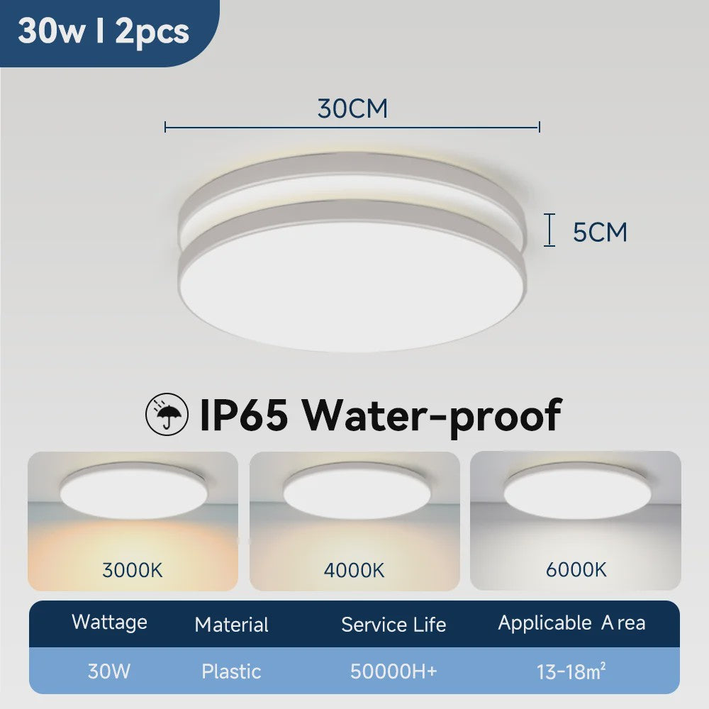 Waterdichte LED Plafondlamp Rond - 18W/30W/40W - IP44 - Keuken, Badkamer, Woonkamer