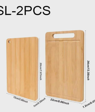 Set van 3 Bamboe Houten Snijplanken met Handvat en Sapgoot - Dubbelzijdig