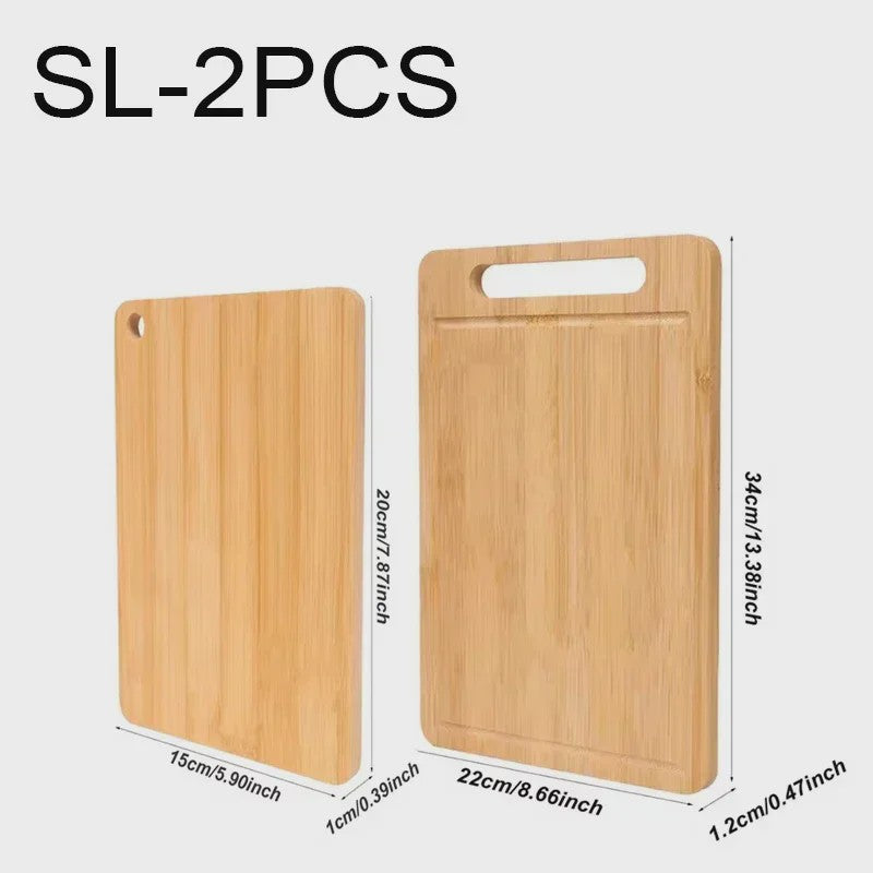 Set van 3 Bamboe Houten Snijplanken met Handvat en Sapgoot - Dubbelzijdig