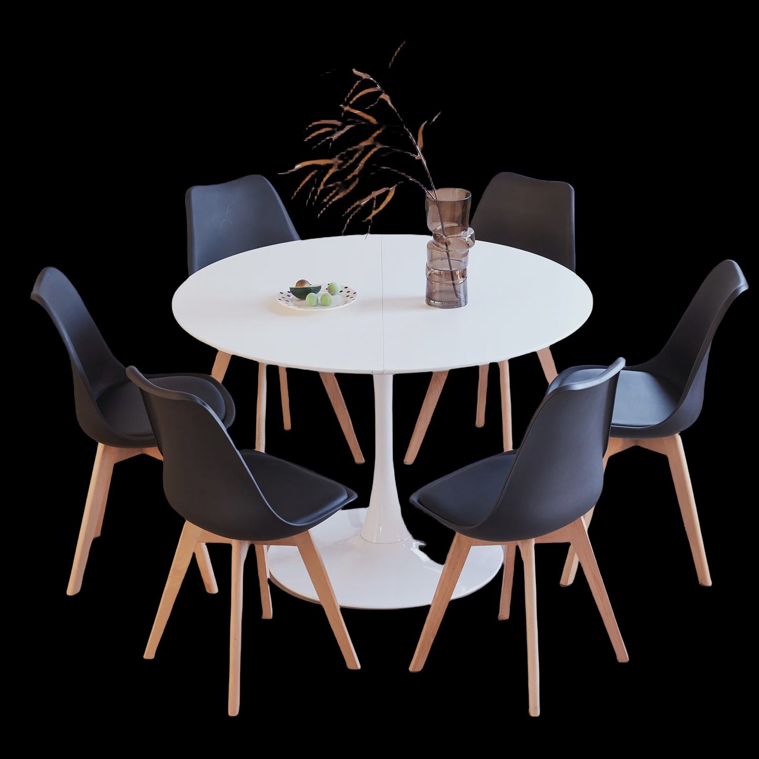Nordic Ronde Eetkamertafel met 6 Stoelen - Stijlvol en Comfortabel