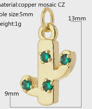 Gouden Bedeltjes voor Sieraden Maken: Cactus, Kers, Paddenstoel, Bloem & Fruit