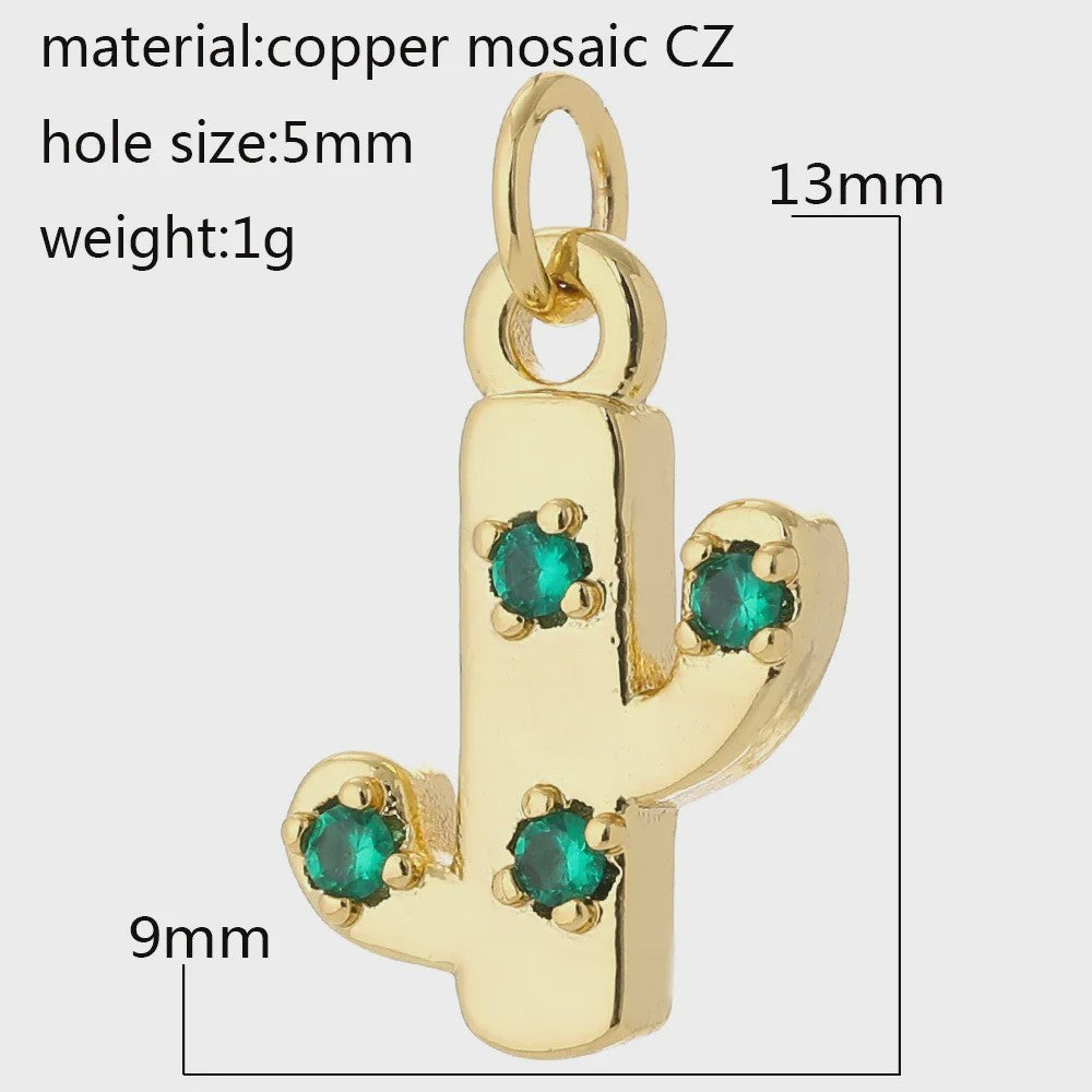 Gouden Bedeltjes voor Sieraden Maken: Cactus, Kers, Paddenstoel, Bloem & Fruit
