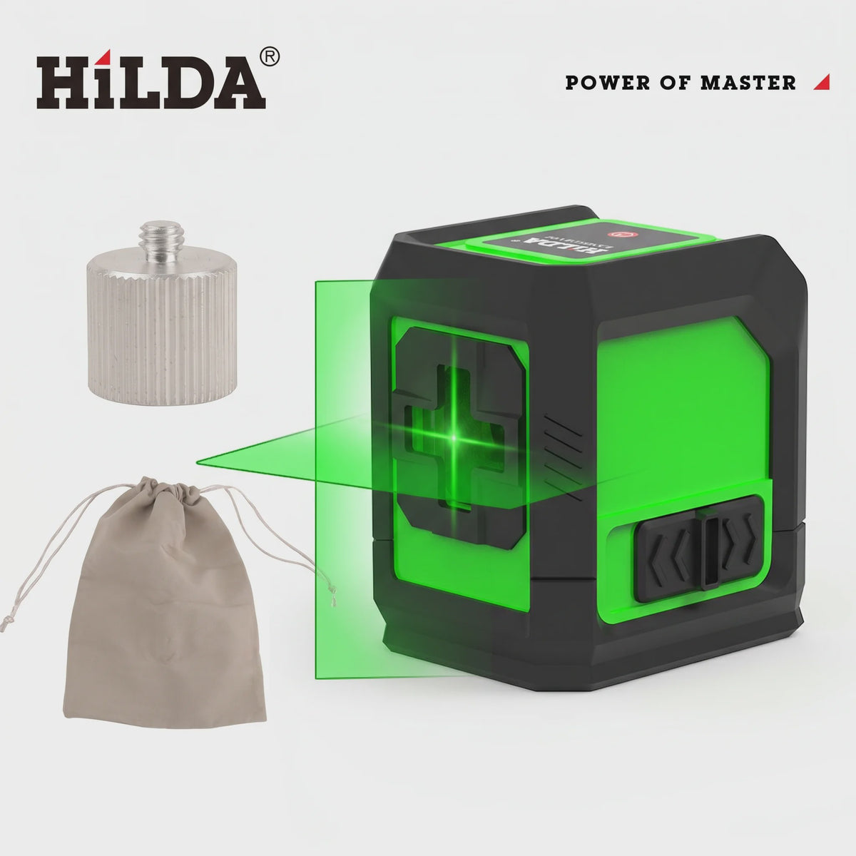HILDA Groene Laserwaterpas met 2 Lijnen, Magnetische Bevestiging en Kruislaser