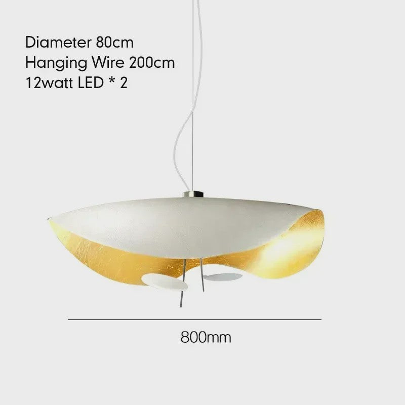 Moderne Lotusblad Hanglamp - LED, Metaal, Goud & Zwart/Wit