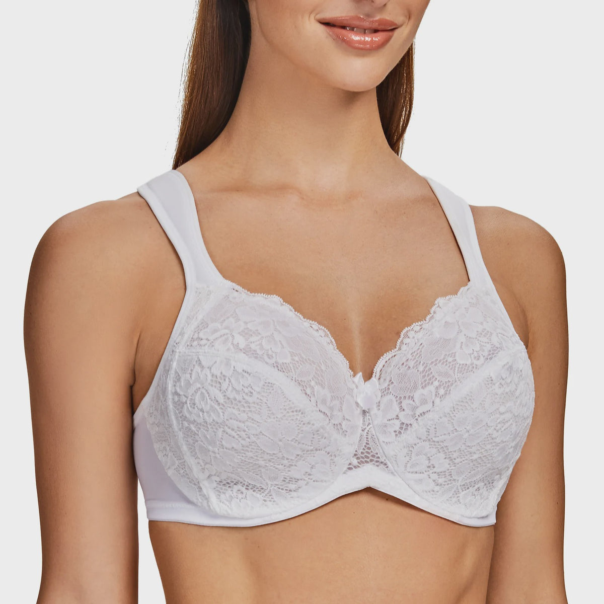 Comfortabele Volledige Dekking Minimizer BH met Kant en Gewatteerde Bandjes - Plus Size