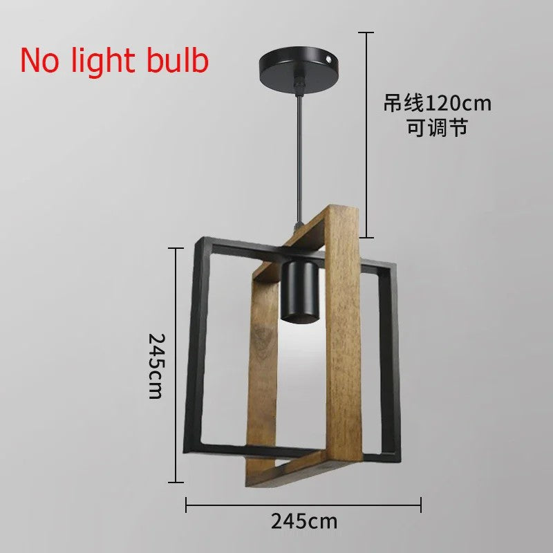 Retro Houten & IJzeren Hanglamp - Stijlvolle Verlichting voor Bar, Restaurant en Huis