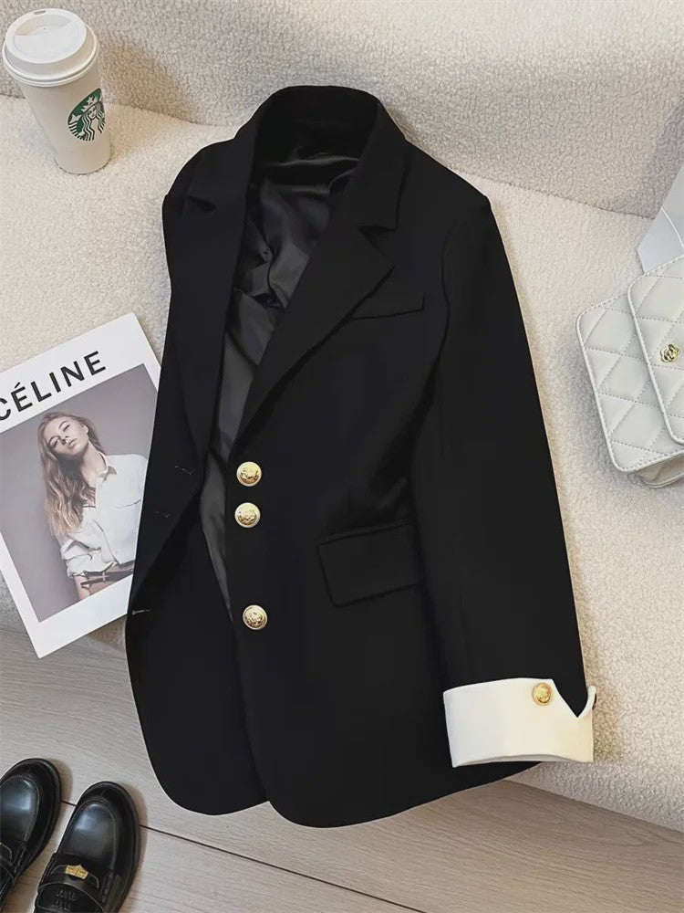 Stijlvol Dames Blazer Vest met Opstaande Kraag - Elegante Kantoor Outwear Lente/Herfst