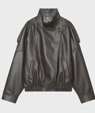 Chique Dames Faux Leren Jas - Veelzijdige Lange Mouwen Jas voor Herfst & Winter