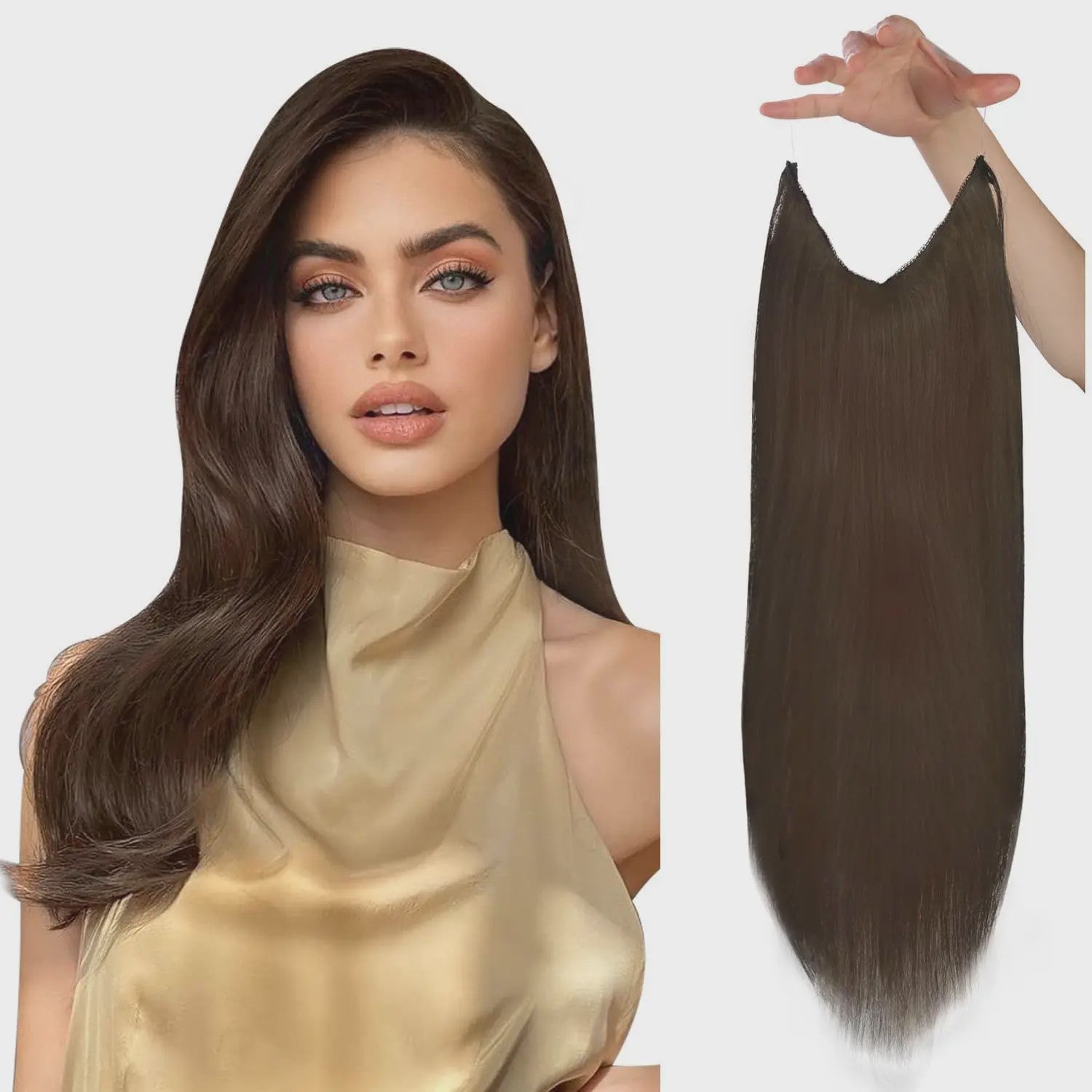 VeSunny Invisble Wire Hair Extensions - Remy Menselijk Haar, Balayage Kleuren, 1 Stuk
