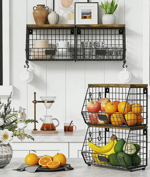 Set van 2 Opbergmanden met Deksel - Stijlvol en Praktisch voor Keuken, Kantoor & Badkamer