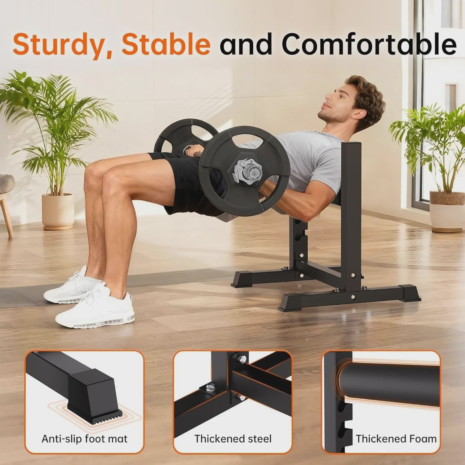 Heavy Duty Bulgarian Split Squat Stand - 350 LBS Capaciteit, 6-Niveau Hoogteverstelling voor Krachttraining Thuis