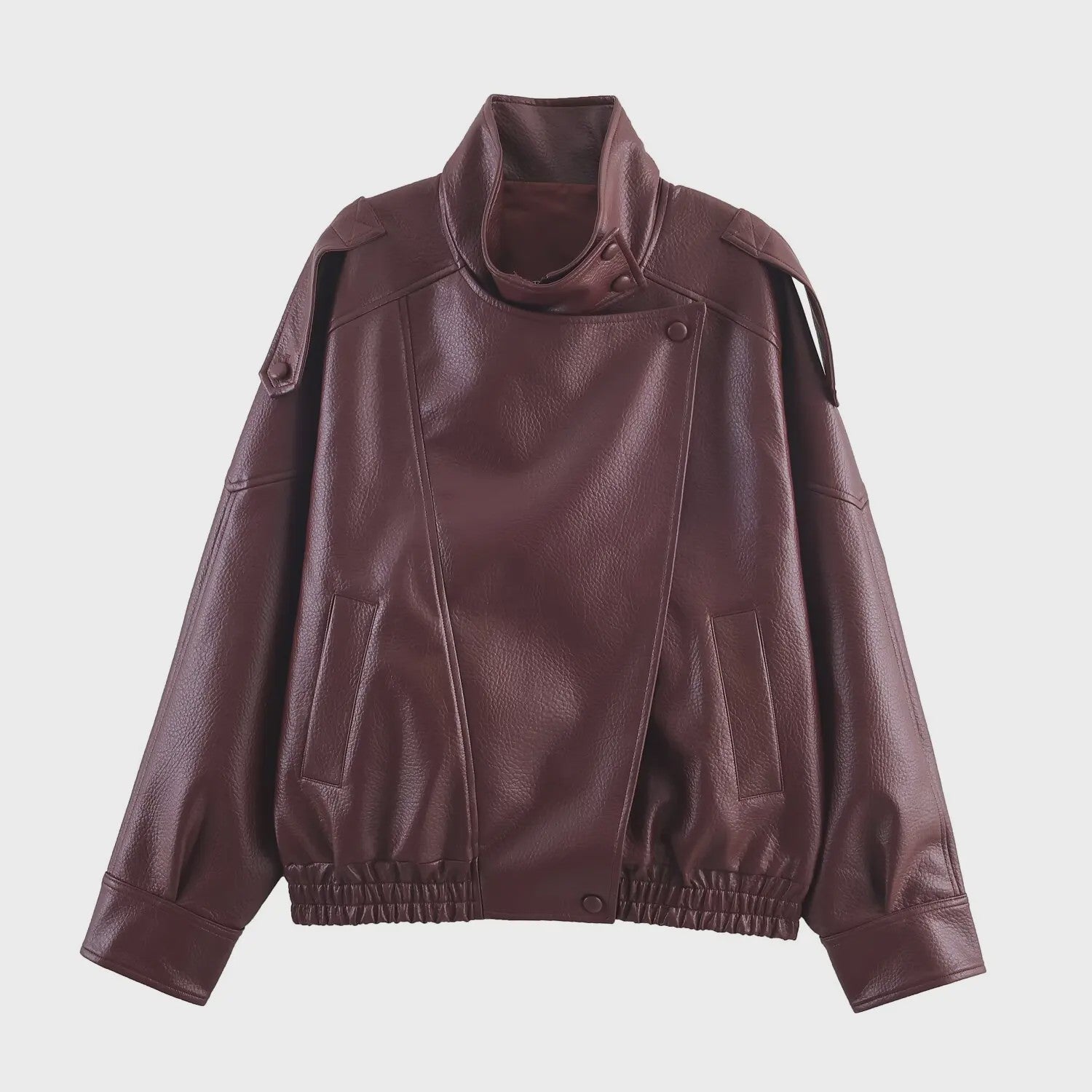 Dames Elegante Zwarte Jas - Street Style Asymmetrisch met Rits en Zakken