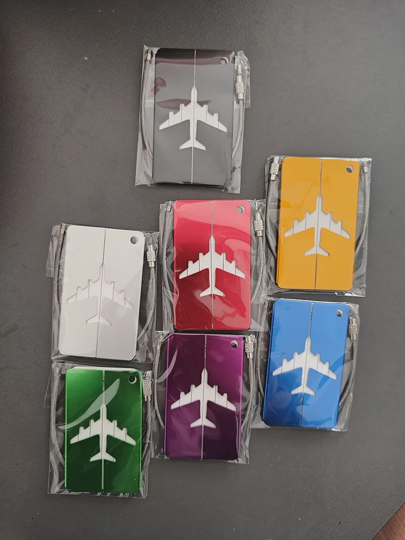 Aluminium Bagagelabel met Vliegtuig Design - Anti-verlies Kofferlabel