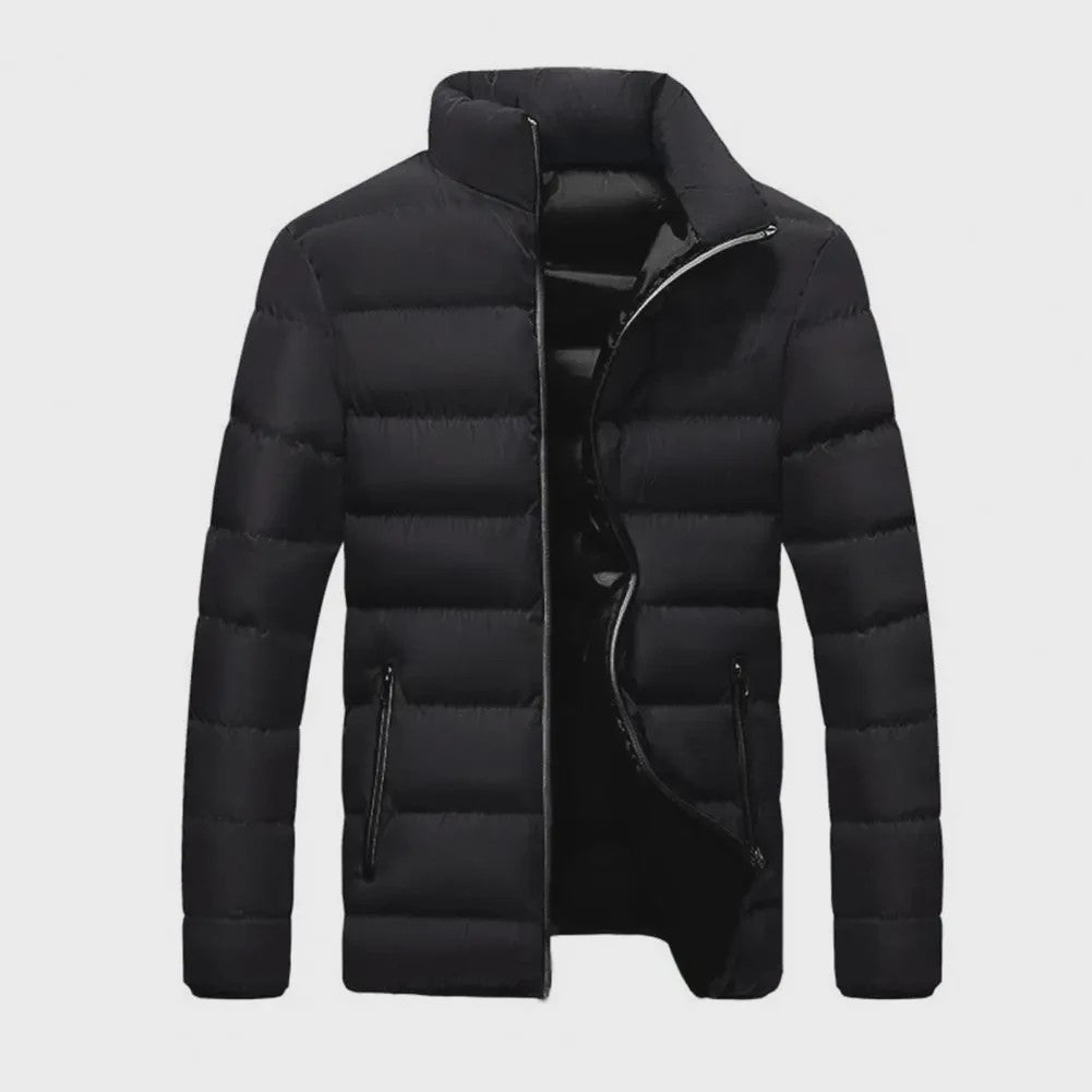 Heren Winterjas met Staande Kraag - Dik Katoen, Rits, Casual & Business Stijl