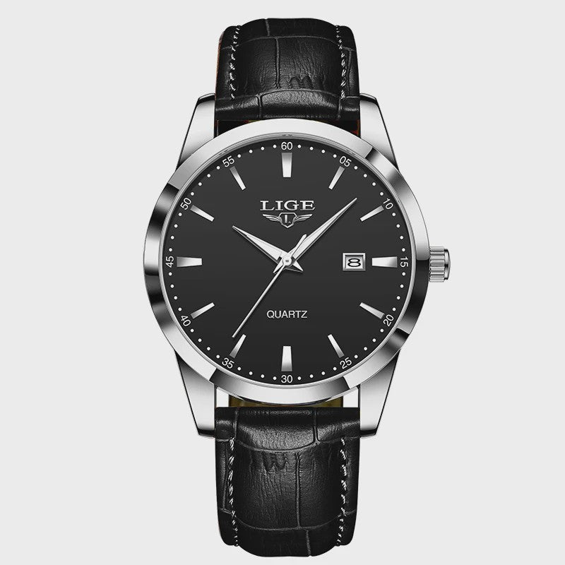 LIGE Heren Horloge Bruin Leer - Stijlvol Militair Quartz Horloge met Datum & Waterdicht