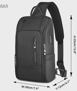 Waterdichte Heren Crossbody Tas met USB Laadpoort - Anti-diefstal Schoudertas