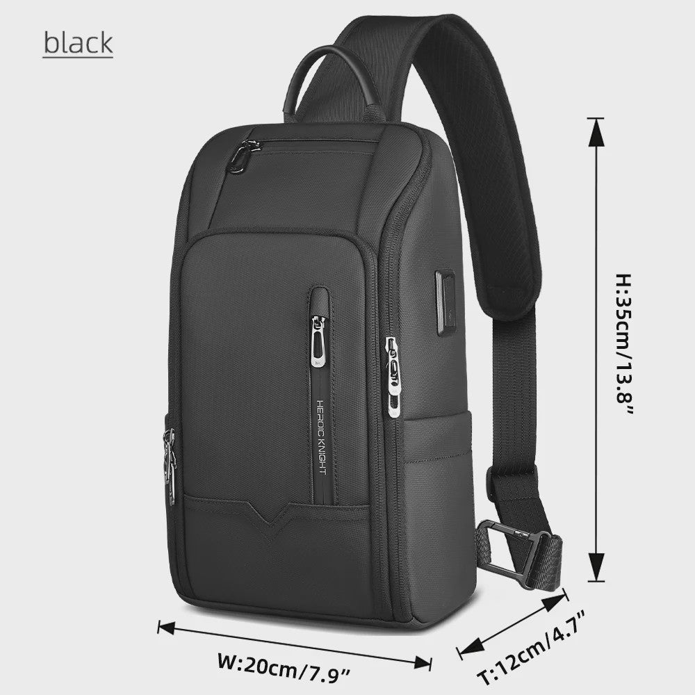 Waterdichte Heren Crossbody Tas met USB Laadpoort - Anti-diefstal Schoudertas
