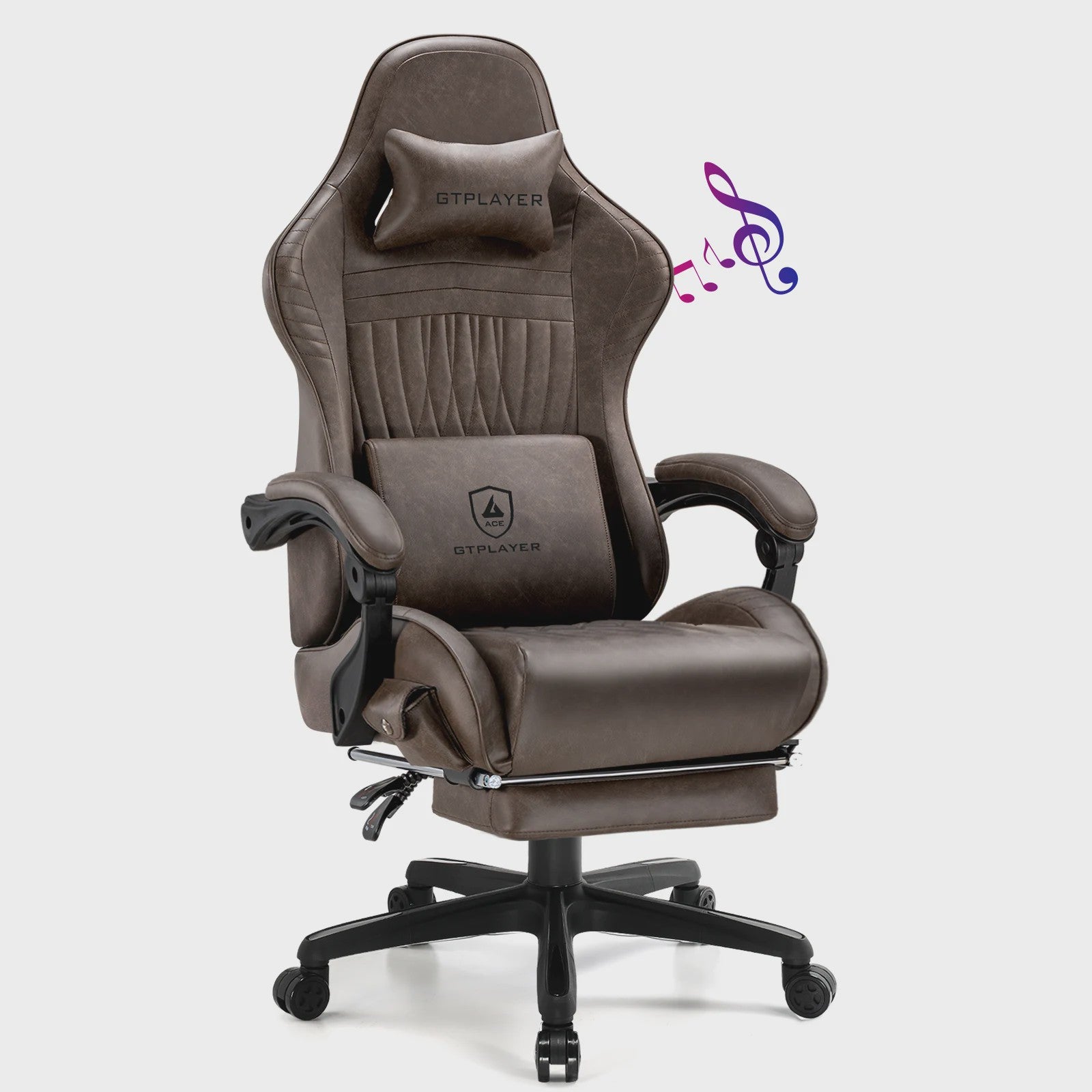 GTPLAYER Ergonomische Gaming Stoel met Voetensteun en Muziek Speakers tot 150kg