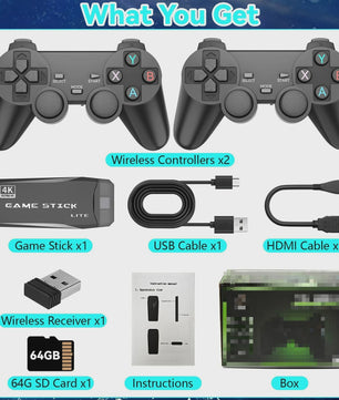 Retro Game Console M8 Stick: 20000+ Klassieke Games, 4K HD, 2 Draadloze Controllers