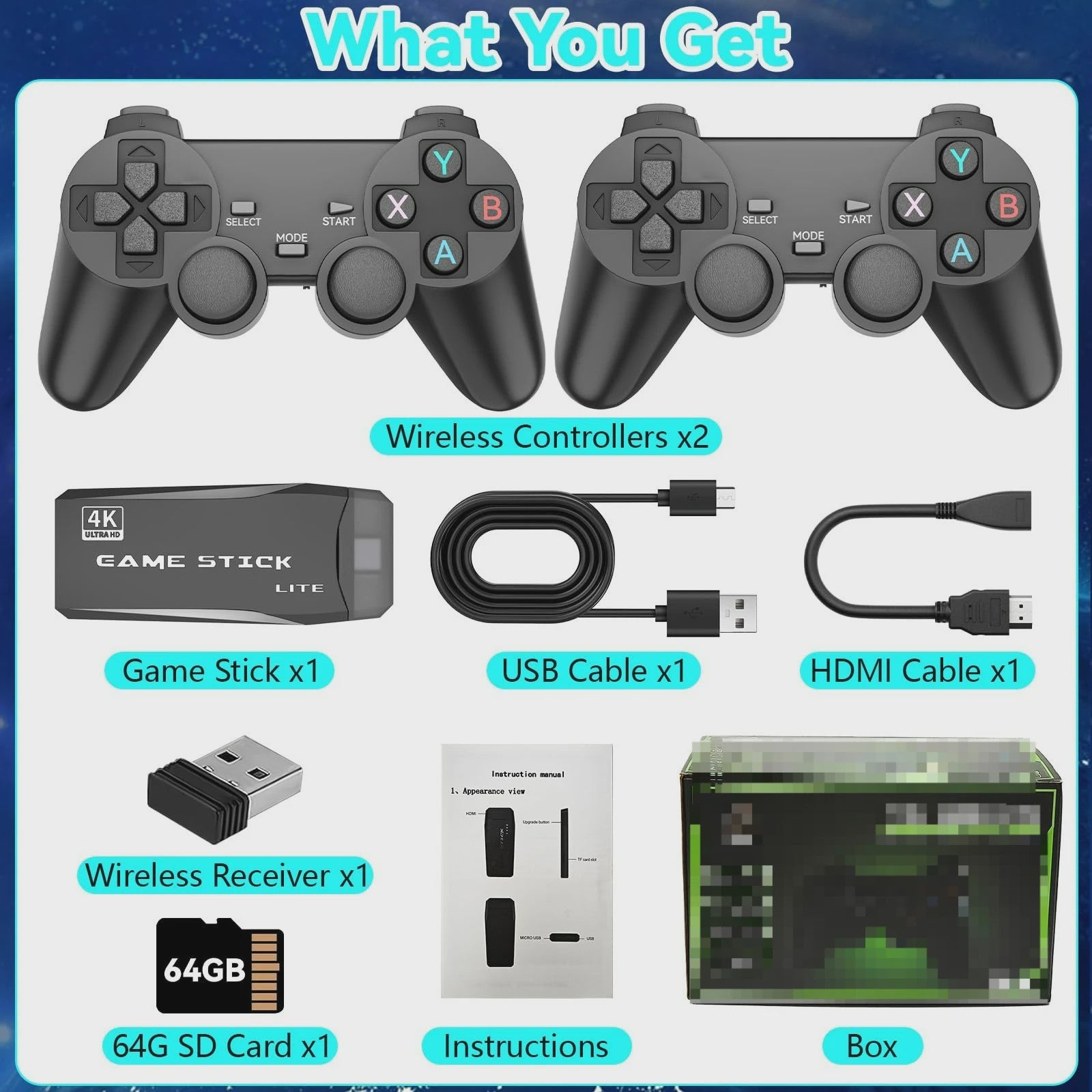 Retro Game Console M8 Stick: 20000+ Klassieke Games, 4K HD, 2 Draadloze Controllers