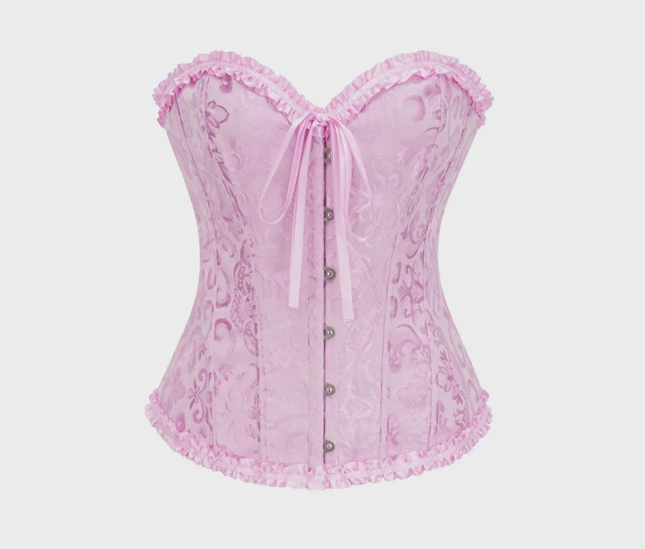 Victoriaans Gothic Overbust Corset met Kant en Ruches - Vintage Bustier Top