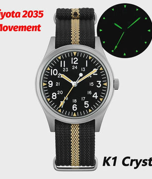 Militado ML07 Vintage Herenhorloge - 36mm Quartz met Bubble Crystal & AR Coating