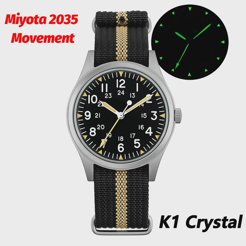 Militado ML07 Vintage Herenhorloge - 36mm Quartz met Bubble Crystal & AR Coating
