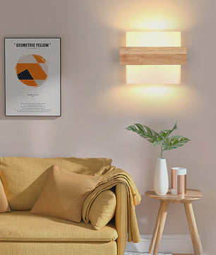 Nordische Houten Wandlamp - E27 Fitting, Natuurlijk Hout Design