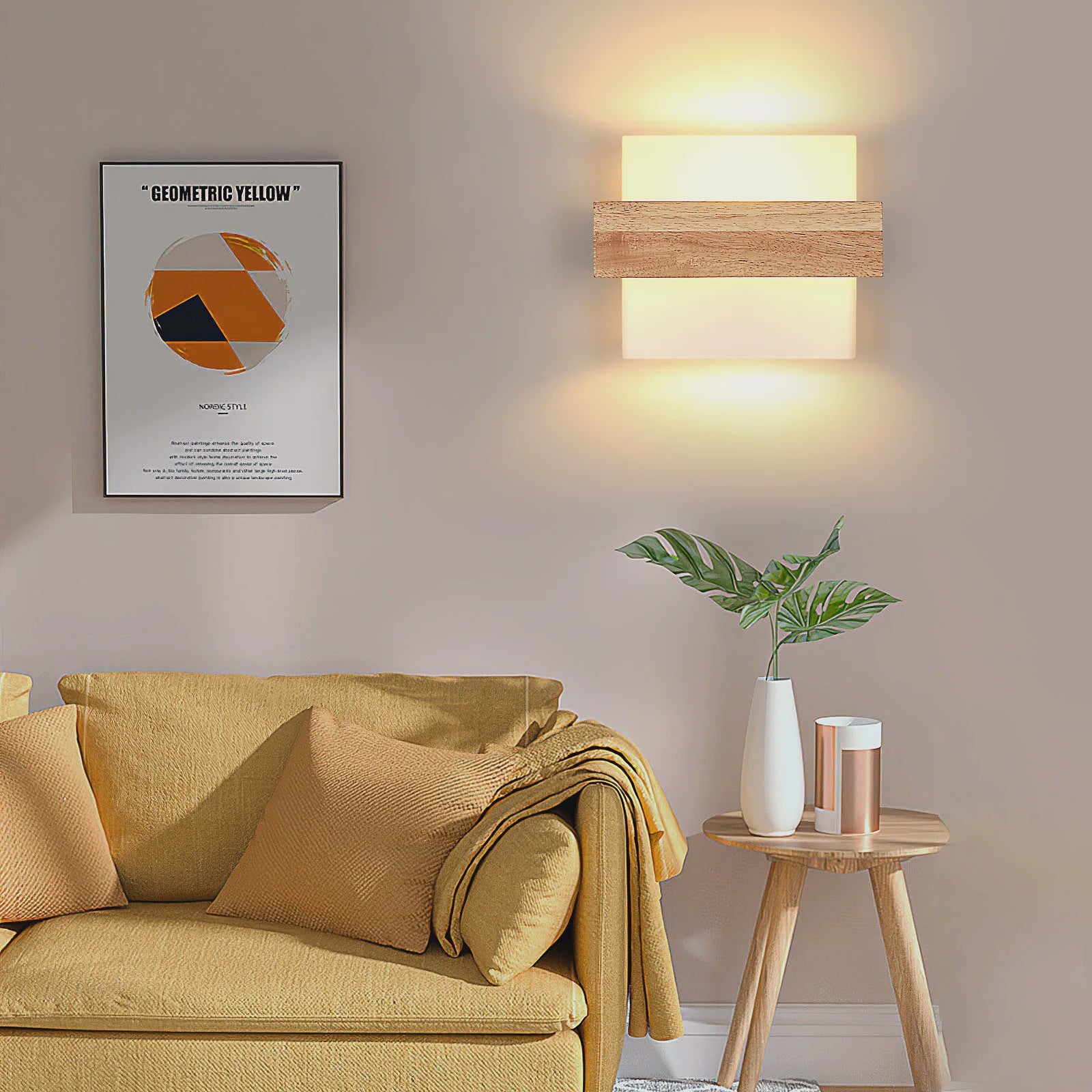 Nordische Houten Wandlamp - E27 Fitting, Natuurlijk Hout Design