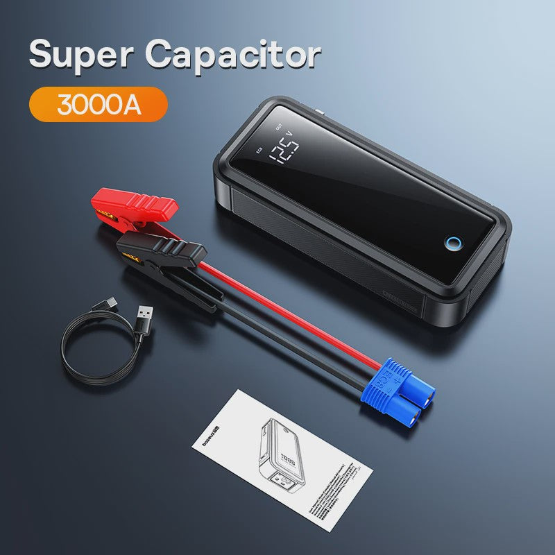 Baseus Super Capacitor Jump Starter 3000A - Direct Start, Batterijloos & Veilig